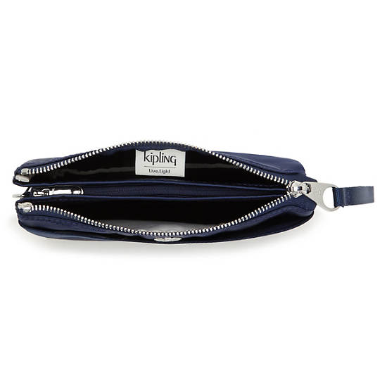 Kipling Creativity Extra Large Metallic Wristlet Bags Cosmic Blue Stripe | CA 2067AH